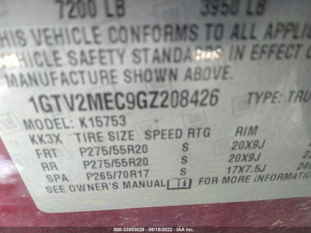 Photo 8 VIN: 1GTV2MEC9GZ208426 - GMC SIERRA 1500 