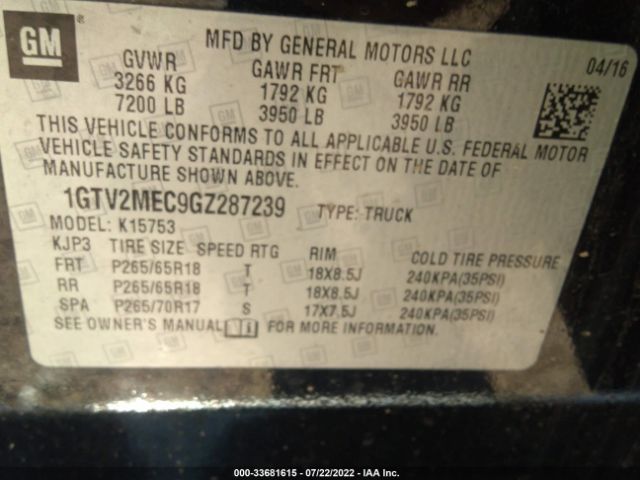 Photo 8 VIN: 1GTV2MEC9GZ287239 - GMC SIERRA 1500 