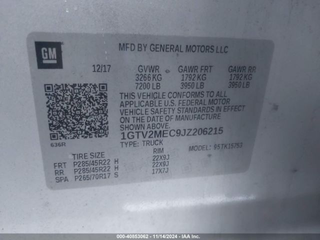 Photo 8 VIN: 1GTV2MEC9JZ206215 - GMC SIERRA 