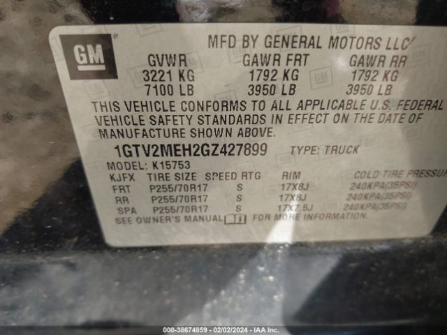 Photo 8 VIN: 1GTV2MEH2GZ427899 - GMC SIERRA 1500 