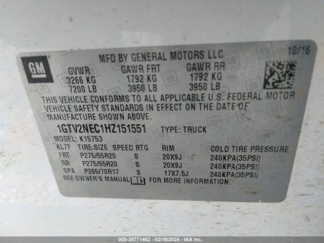 Photo 8 VIN: 1GTV2NEC1HZ151551 - GMC SIERRA 1500 