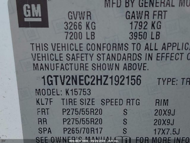 Photo 8 VIN: 1GTV2NEC2HZ192156 - GMC SIERRA 