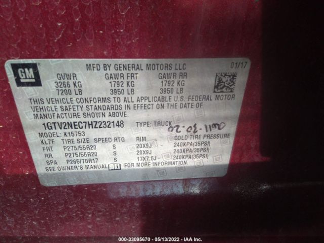 Photo 8 VIN: 1GTV2NEC7HZ232148 - GMC SIERRA 1500 