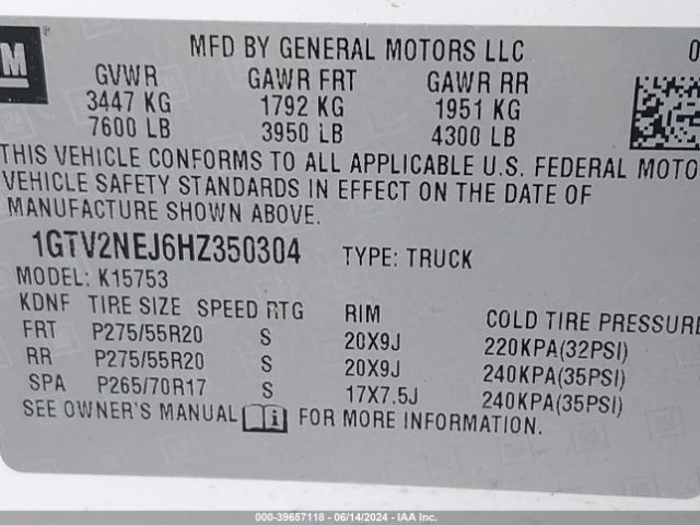 Photo 8 VIN: 1GTV2NEJ6HZ350304 - GMC SIERRA 