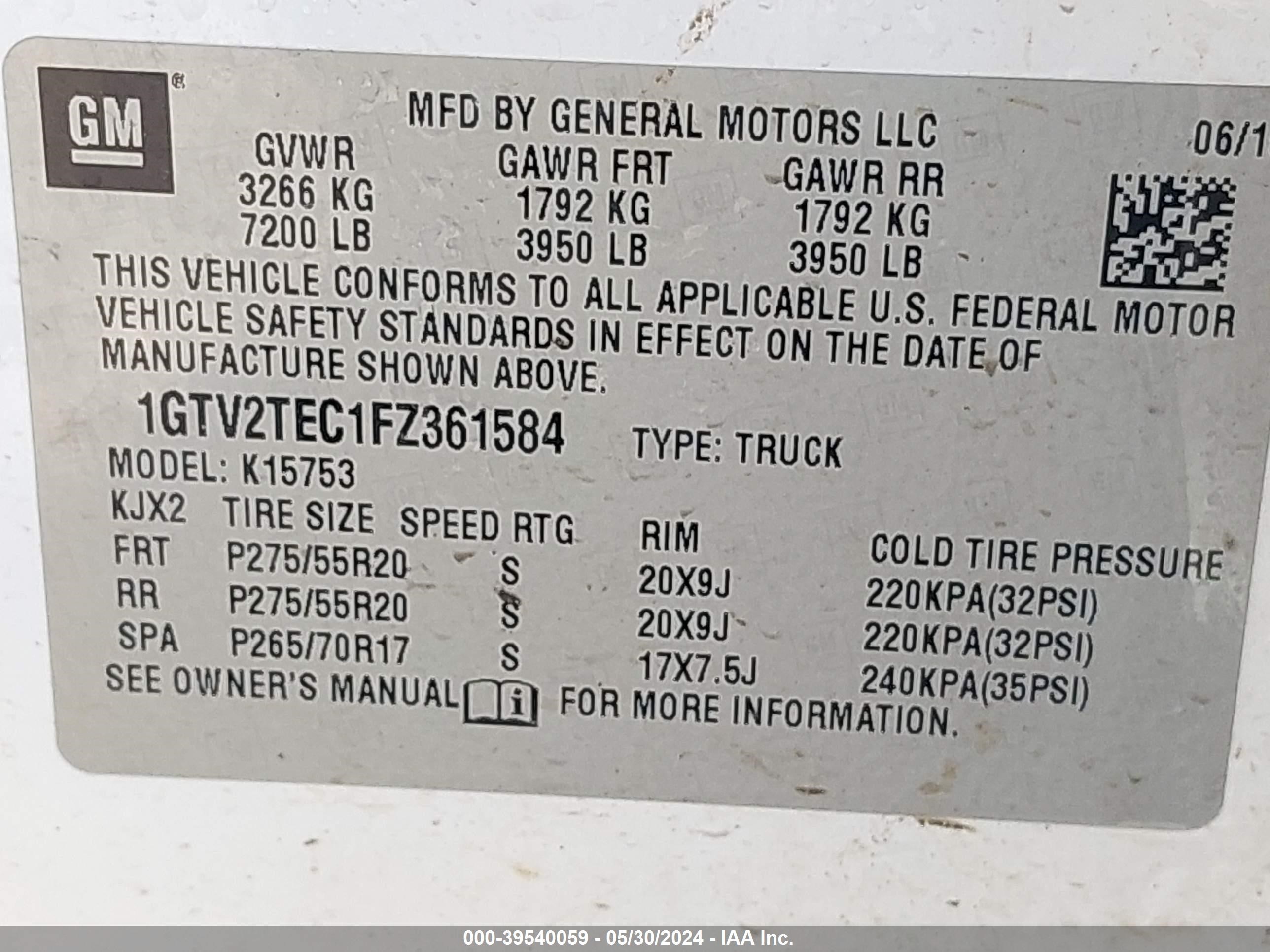 Photo 8 VIN: 1GTV2TEC1FZ361584 - GMC SIERRA 