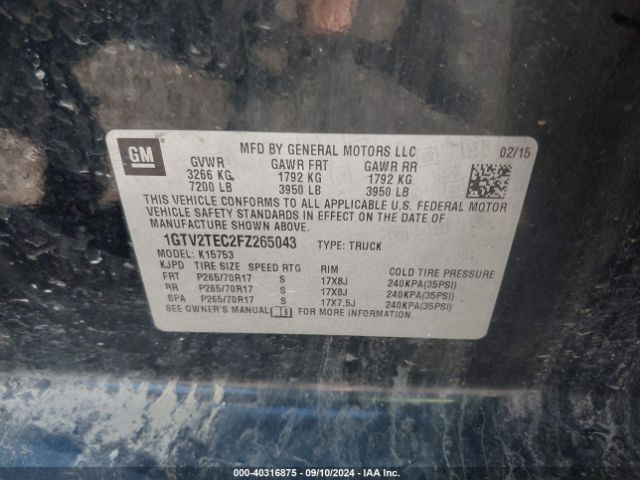 Photo 8 VIN: 1GTV2TEC2FZ265043 - GMC SIERRA 