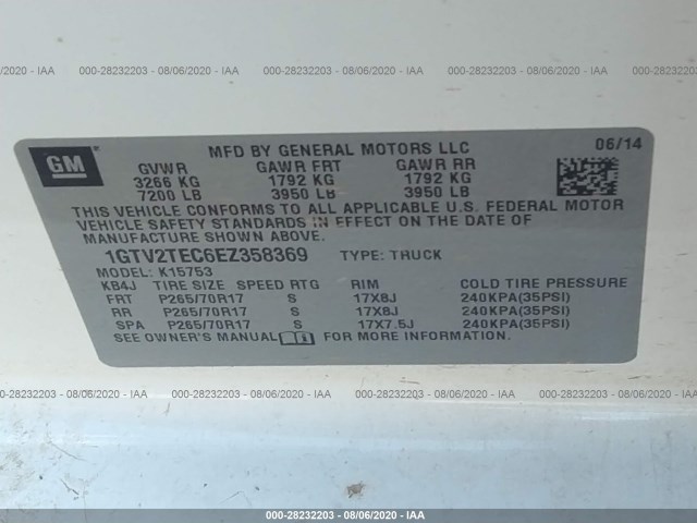 Photo 8 VIN: 1GTV2TEC6EZ358369 - GMC SIERRA 1500 