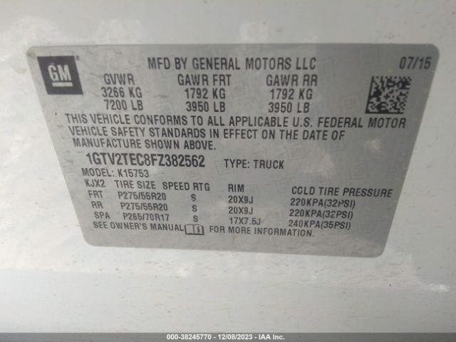 Photo 8 VIN: 1GTV2TEC8FZ382562 - GMC SIERRA 1500 