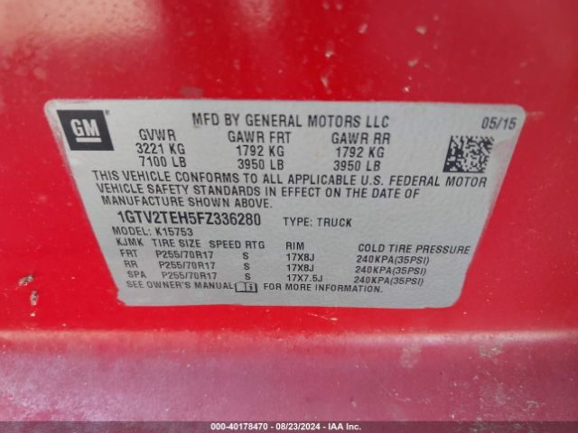 Photo 8 VIN: 1GTV2TEH5FZ336280 - GMC SIERRA 