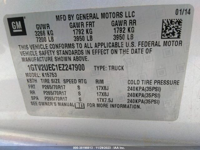 Photo 8 VIN: 1GTV2UEC1EZ247900 - GMC SIERRA 1500 