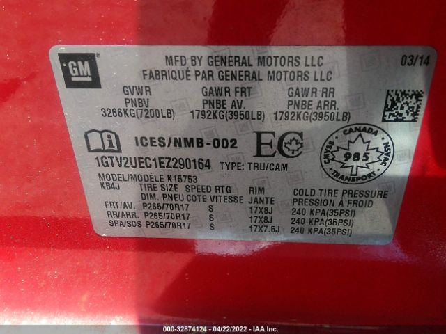 Photo 8 VIN: 1GTV2UEC1EZ290164 - GMC SIERRA 1500 