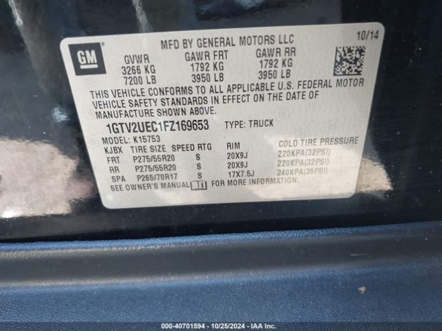 Photo 8 VIN: 1GTV2UEC1FZ169653 - GMC SIERRA 