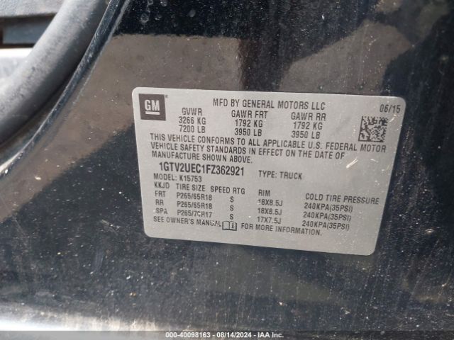 Photo 8 VIN: 1GTV2UEC1FZ362921 - GMC SIERRA 