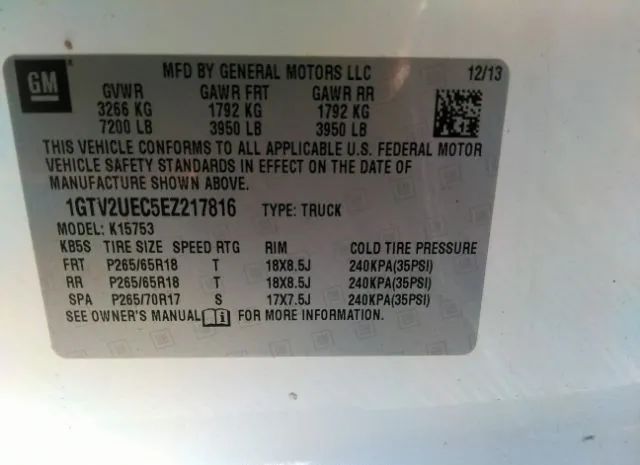 Photo 8 VIN: 1GTV2UEC5EZ217816 - GMC SIERRA 1500 