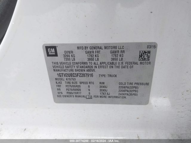 Photo 8 VIN: 1GTV2UEC5FZ287916 - GMC SIERRA 1500 