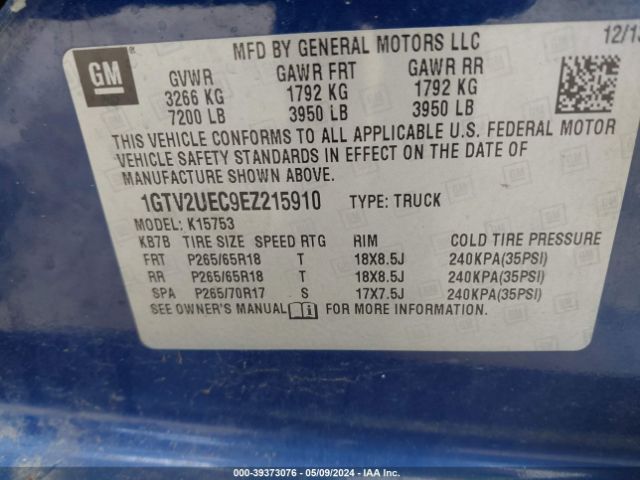 Photo 8 VIN: 1GTV2UEC9EZ215910 - GMC SIERRA 1500 