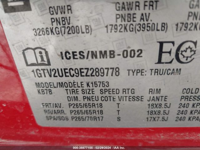 Photo 8 VIN: 1GTV2UEC9EZ289778 - GMC SIERRA 1500 