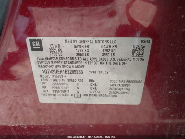 Photo 8 VIN: 1GTV2UEH1EZ285283 - GMC SIERRA 1500 