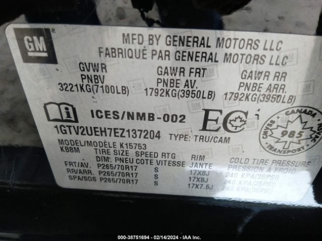 Photo 8 VIN: 1GTV2UEH7EZ137204 - GMC SIERRA 1500 