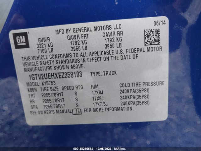 Photo 8 VIN: 1GTV2UEHXEZ358103 - GMC SIERRA 1500 