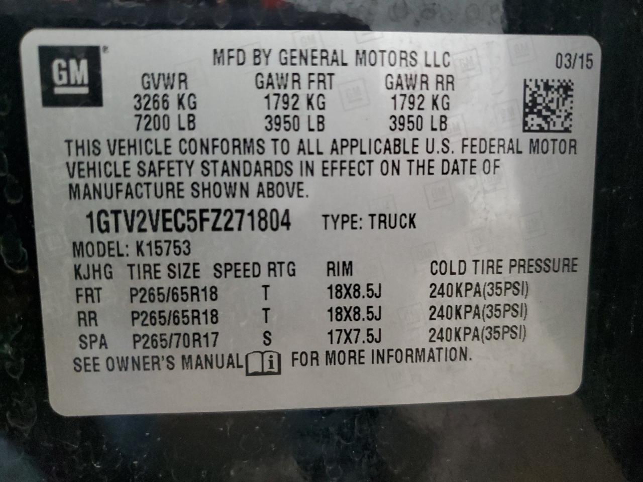 Photo 11 VIN: 1GTV2VEC5FZ271804 - GMC SIERRA 