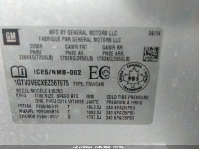 Photo 8 VIN: 1GTV2VECXEZ367975 - GMC SIERRA 1500 