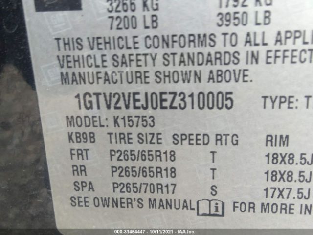 Photo 8 VIN: 1GTV2VEJ0EZ310005 - GMC SIERRA 1500 