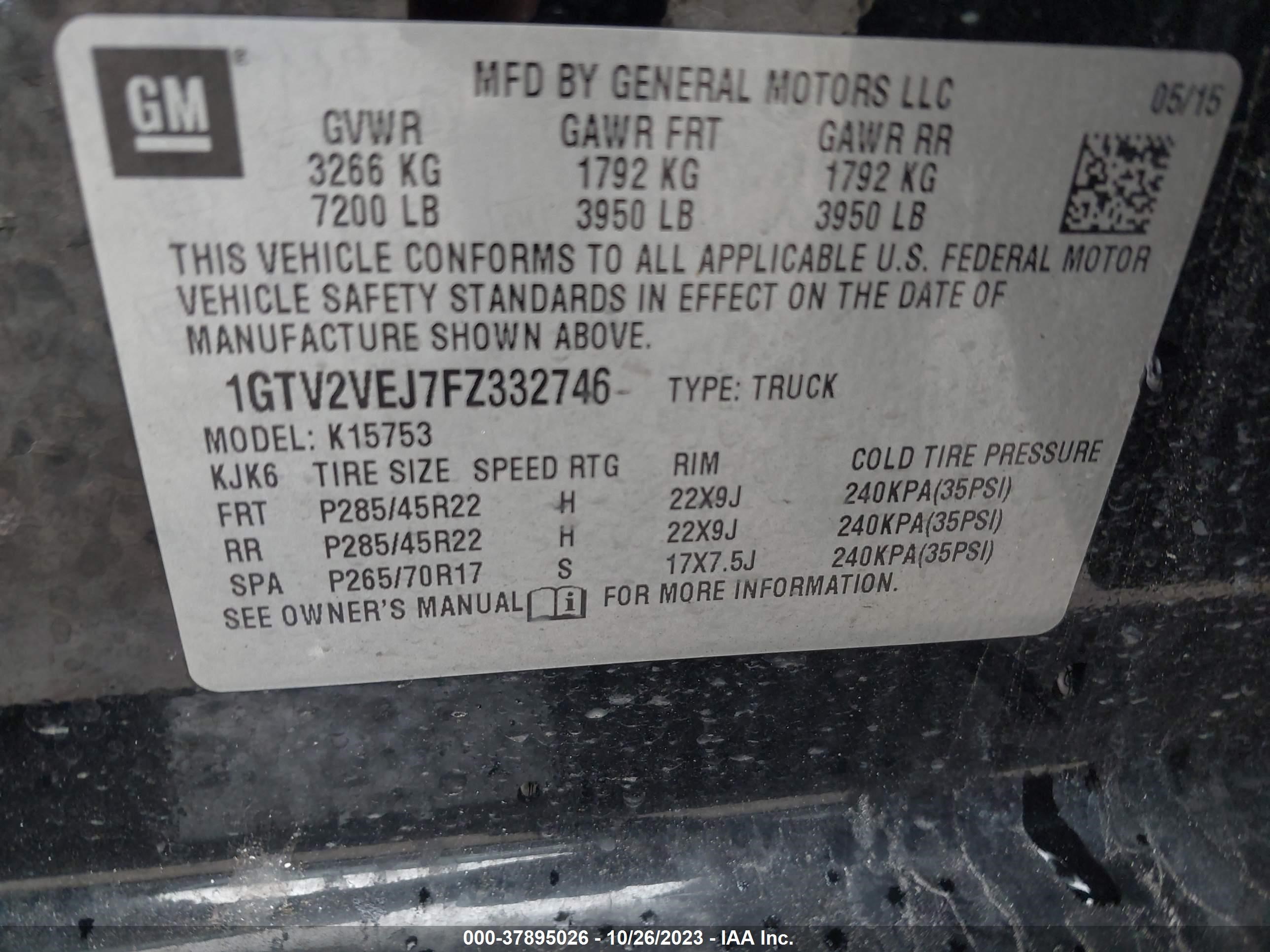 Photo 8 VIN: 1GTV2VEJ7FZ332746 - GMC SIERRA 