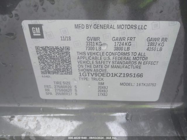 Photo 8 VIN: 1GTV9DED1KZ195166 - GMC SIERRA 