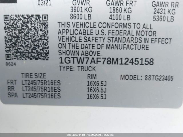 Photo 8 VIN: 1GTW7AF78M1245158 - GMC SAVANA 