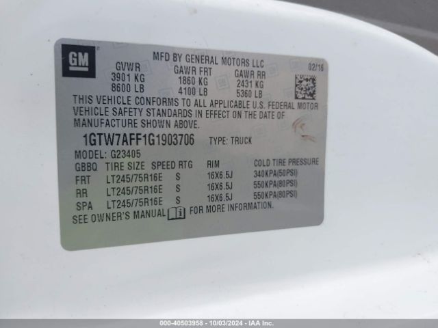 Photo 8 VIN: 1GTW7AFF1G1903706 - GMC SAVANA 