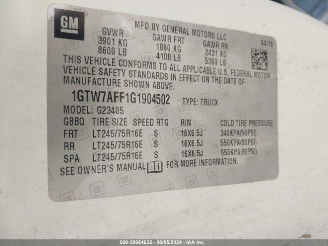 Photo 8 VIN: 1GTW7AFF1G1904502 - GMC SAVANA 