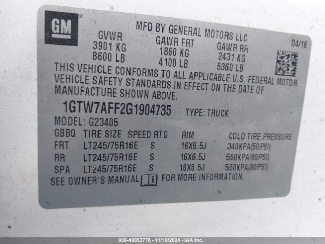 Photo 8 VIN: 1GTW7AFF2G1904735 - GMC SAVANA 