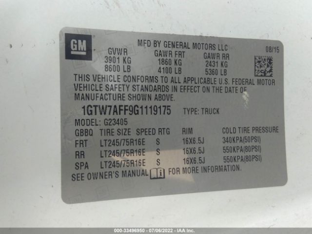 Photo 8 VIN: 1GTW7AFF9G1119175 - GMC SAVANA CARGO VAN 