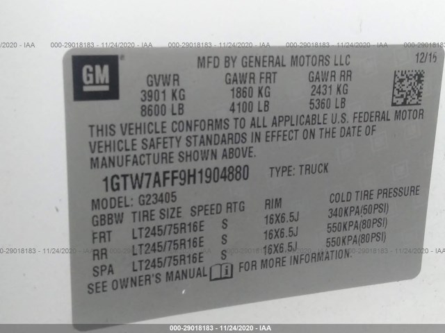 Photo 8 VIN: 1GTW7AFF9H1904880 - GMC SAVANA CARGO VAN 