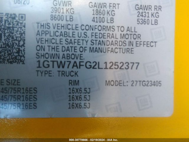 Photo 8 VIN: 1GTW7AFG2L1252377 - GMC SAVANA CARGO 