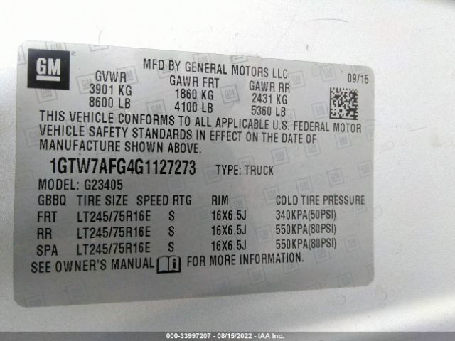 Photo 8 VIN: 1GTW7AFG4G1127273 - GMC SAVANA CARGO VAN 