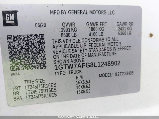 Photo 8 VIN: 1GTW7AFG8L1248902 - GMC SAVANA CARGO 