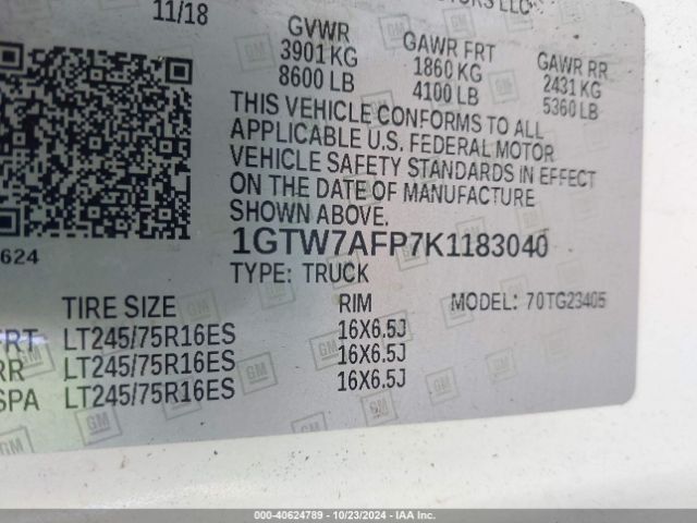 Photo 8 VIN: 1GTW7AFP7K1183040 - GMC SAVANA 