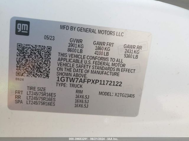 Photo 8 VIN: 1GTW7AFPXP1172122 - GMC SAVANA G25 