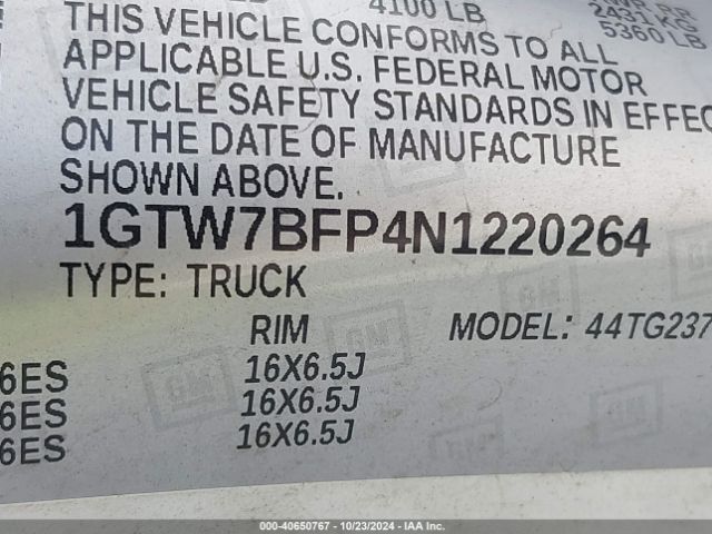 Photo 8 VIN: 1GTW7BFP4N1220264 - GMC SAVANA 