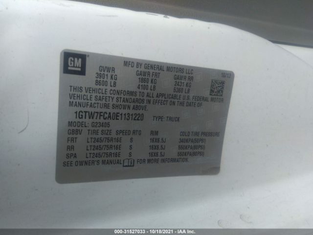 Photo 8 VIN: 1GTW7FCA0E1131220 - GMC SAVANA CARGO VAN 