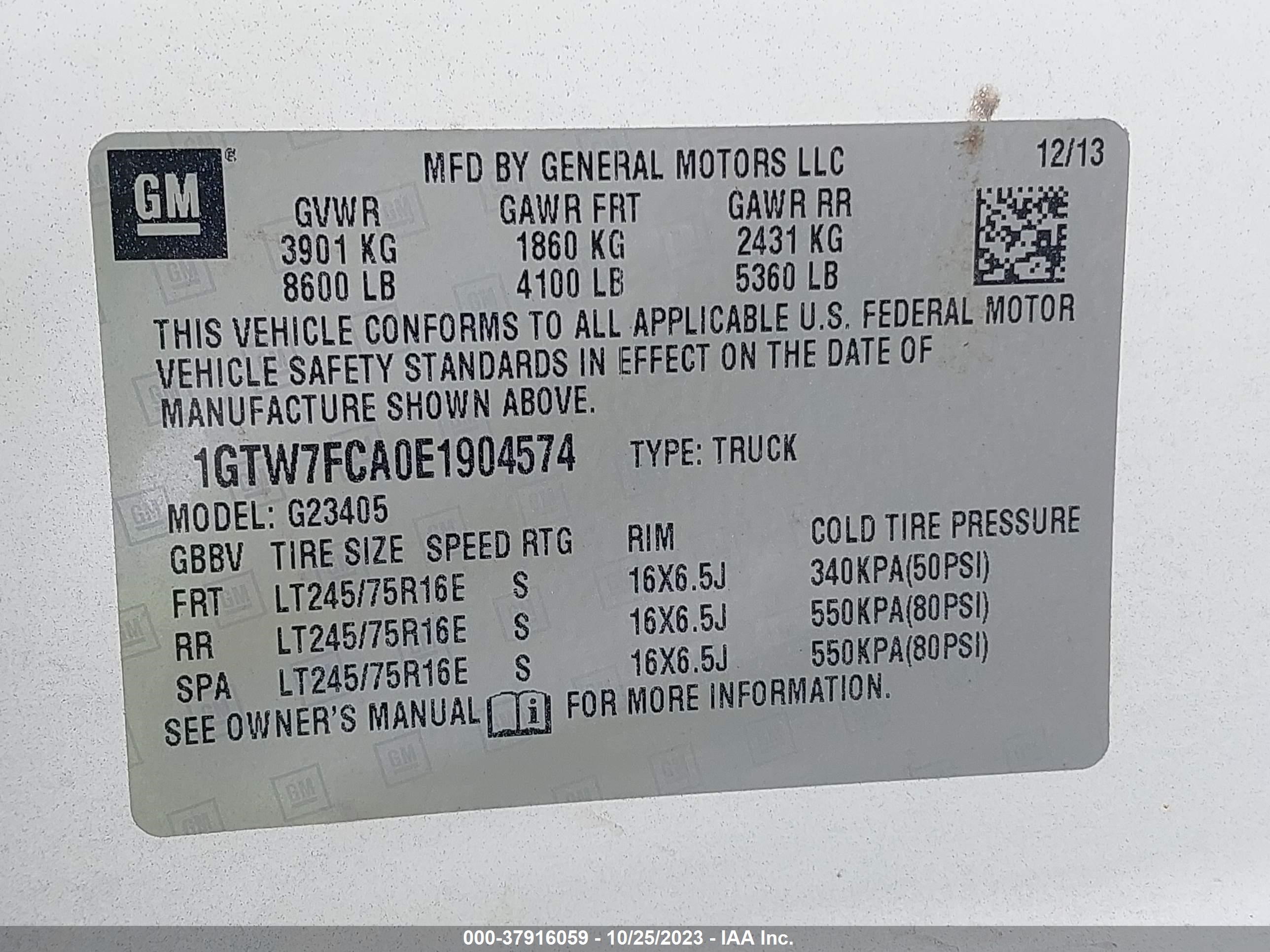 Photo 8 VIN: 1GTW7FCA0E1904574 - GMC SAVANA 