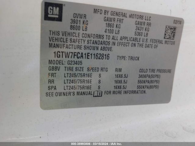 Photo 8 VIN: 1GTW7FCA1E1162816 - GMC SAVANA 2500 