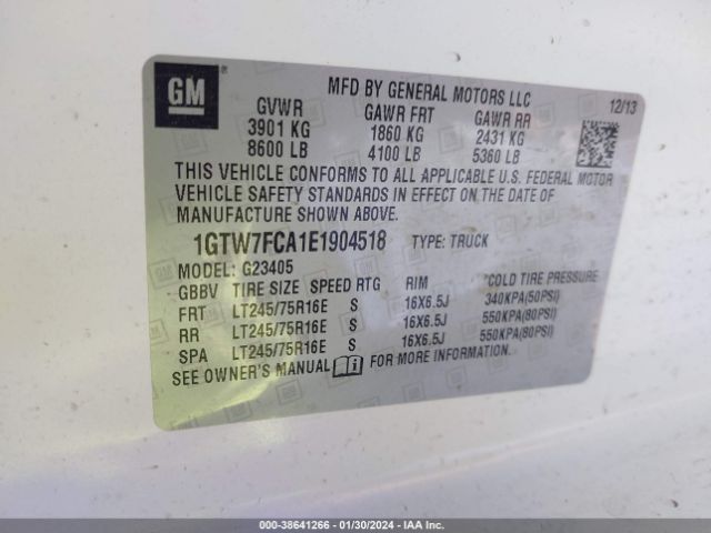 Photo 8 VIN: 1GTW7FCA1E1904518 - GMC SAVANA 2500 