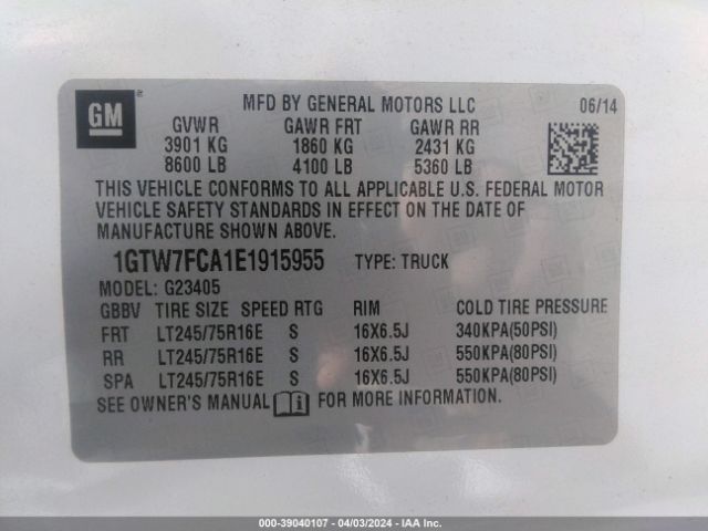 Photo 8 VIN: 1GTW7FCA1E1915955 - GMC SAVANA 2500 