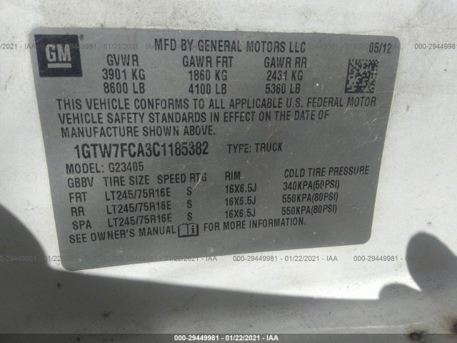 Photo 8 VIN: 1GTW7FCA3C1185382 - GMC SAVANA CARGO VAN 