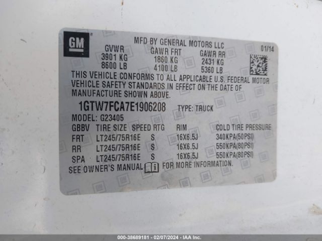 Photo 8 VIN: 1GTW7FCA7E1906208 - GMC SAVANA 2500 