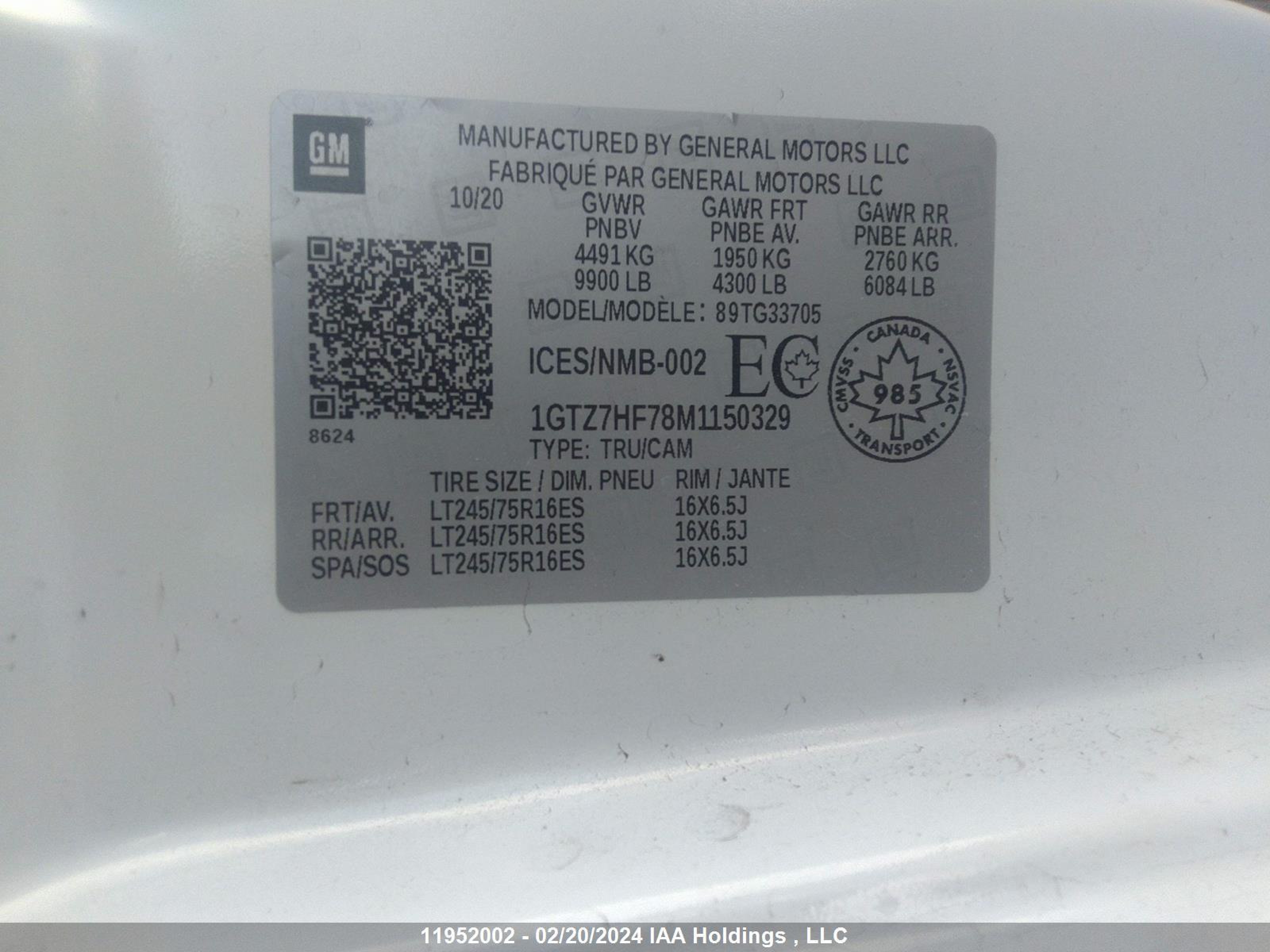 Photo 9 VIN: 1GTZ7HF78M1150329 - GMC SAVANA 