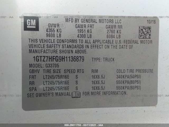 Photo 8 VIN: 1GTZ7HFG9H1136879 - GMC SAVANA CARGO VAN 